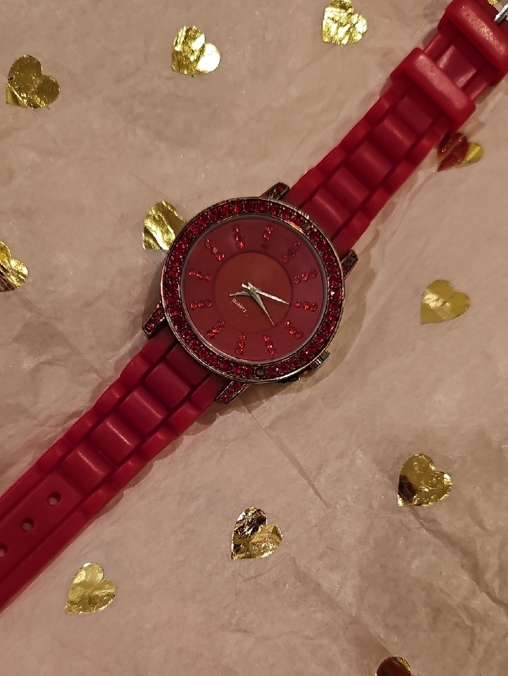 Red Women's Fashion Silicone Strap Watch